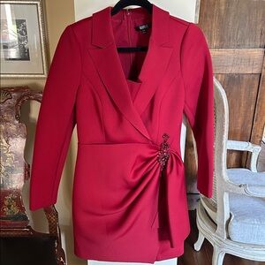 Badgley Mischka Red Blazer Dress with Embellished Detail. Worn once to an event.